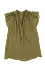 Ladies Tiered Ruffled Drawstring V Neck Blouse Top