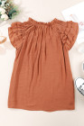 Ladies Tiered Ruffled Drawstring V Neck Blouse Top