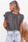 Ladies Tiered Ruffled Drawstring V Neck Blouse Top