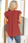 Ladies Tiered Ruffled Drawstring V Neck Blouse Top