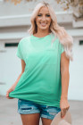 Womens Ombre Tie-dye Cap Sleeve T-Shirt with Pocket