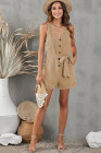 Women's V Neck Jumpsuits Sleeveless Romper Button Short Jumpsuit