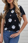 Floral T-shirt Womens Leopard Pattern Tee Tops