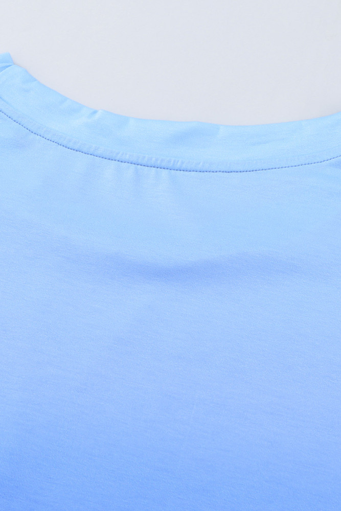 Womens Ombre Tie-dye Cap Sleeve T-Shirt with Pocket