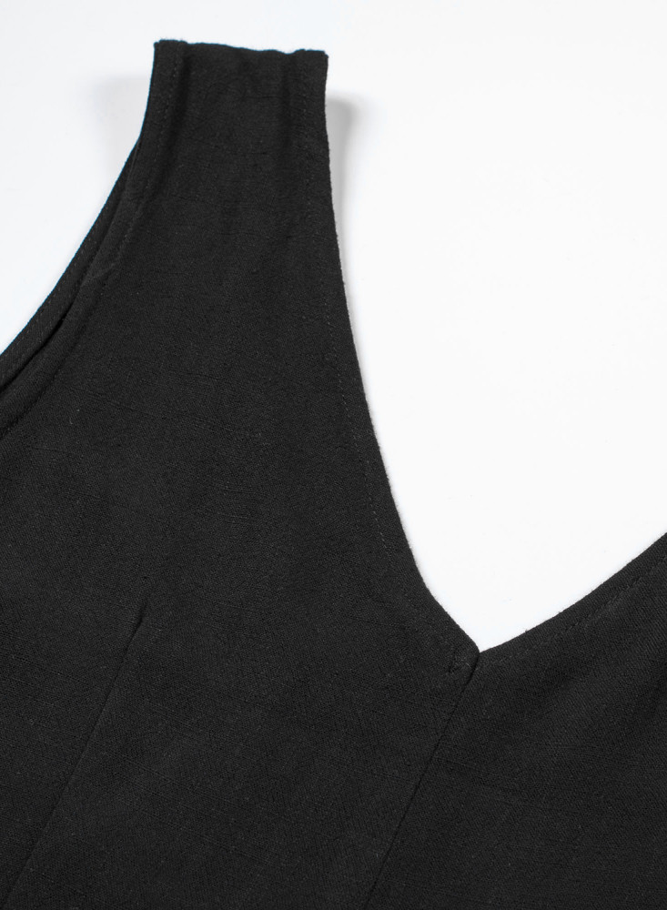 Women's V Neck Jumpsuits Sleeveless Romper Button Short Jumpsuit