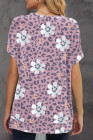 Floral T-shirt Womens Leopard Pattern Tee Tops