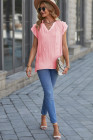 Ladies Tiered Ruffled Drawstring V Neck Blouse Top