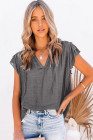 Ladies Tiered Ruffled Drawstring V Neck Blouse Top