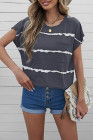 Womens Ombre Tie-dye Cap Sleeve T-Shirt with Pocket