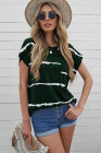 Womens Ombre Tie-dye Cap Sleeve T-Shirt with Pocket
