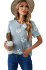 Floral T-shirt Womens Leopard Pattern Tee Tops