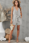 Women's V Neck Jumpsuits Sleeveless Romper Button Short Jumpsuit