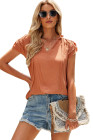 Ladies Tiered Ruffled Drawstring V Neck Blouse Top
