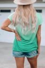 Womens Ombre Tie-dye Cap Sleeve T-Shirt with Pocket