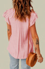 Ladies Tiered Ruffled Drawstring V Neck Blouse Top