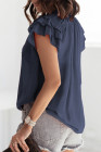 Ladies Tiered Ruffled Drawstring V Neck Blouse Top