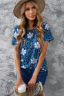 Floral T-shirt Womens Leopard Pattern Tee Tops