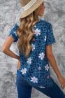 Floral T-shirt Womens Leopard Pattern Tee Tops
