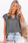Ladies Tiered Ruffled Drawstring V Neck Blouse Top