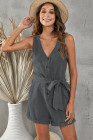 Women's V Neck Jumpsuits Sleeveless Romper Button Short Jumpsuit