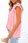 Ladies Tiered Ruffled Drawstring V Neck Blouse Top