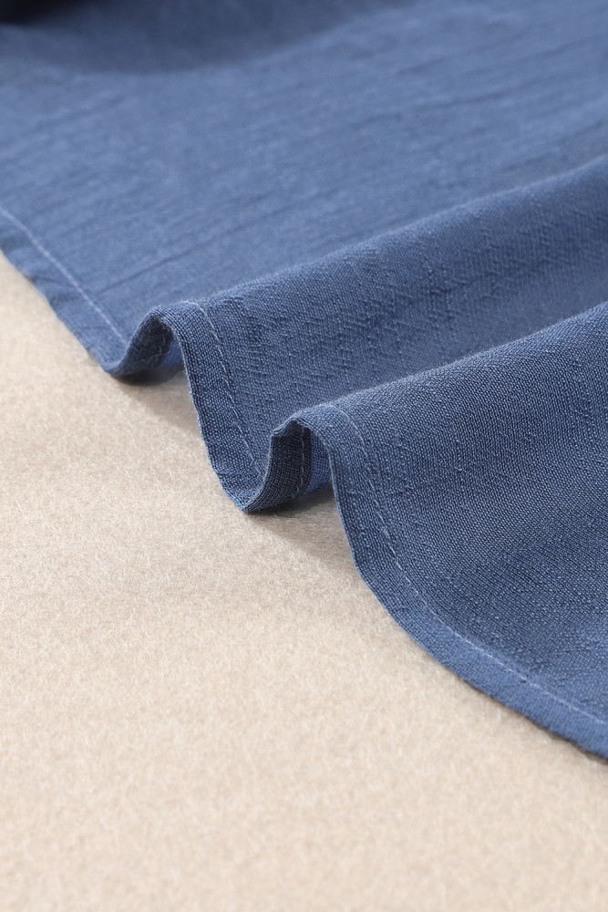 Ladies Tiered Ruffled Drawstring V Neck Blouse Top