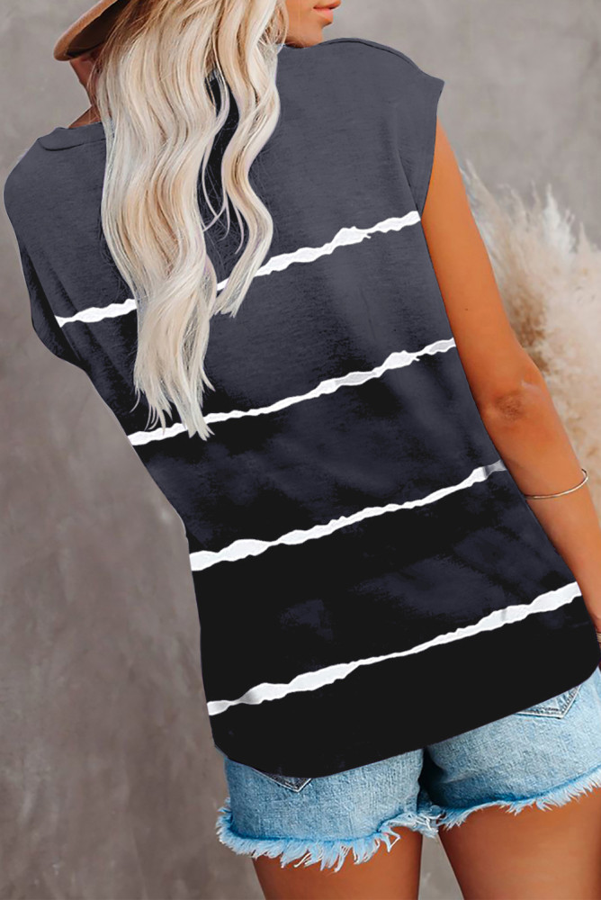 Womens Ombre Tie-dye Cap Sleeve T-Shirt with Pocket