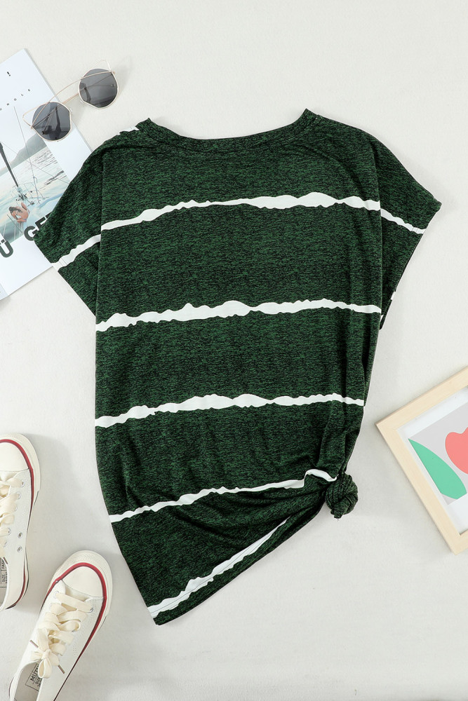 Womens Ombre Tie-dye Cap Sleeve T-Shirt with Pocket