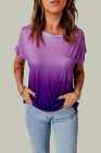 Womens Ombre Tie-dye Cap Sleeve T-Shirt with Pocket