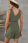 Women's V Neck Jumpsuits Sleeveless Romper Button Short Jumpsuit