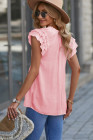 Ladies Tiered Ruffled Drawstring V Neck Blouse Top