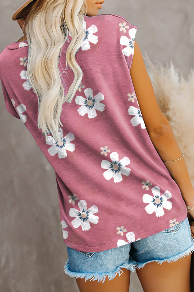 Womens Ombre Tie-dye Cap Sleeve T-Shirt with Pocket