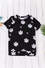 Floral T-shirt Womens Leopard Pattern Tee Tops