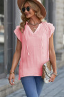 Ladies Tiered Ruffled Drawstring V Neck Blouse Top