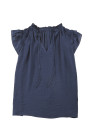 Ladies Tiered Ruffled Drawstring V Neck Blouse Top