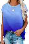 Womens Ombre Tie-dye Cap Sleeve T-Shirt with Pocket
