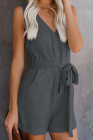 Women's V Neck Jumpsuits Sleeveless Romper Button Short Jumpsuit