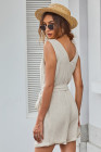 Women's V Neck Jumpsuits Sleeveless Romper Button Short Jumpsuit