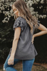 Ladies Tiered Ruffled Drawstring V Neck Blouse Top