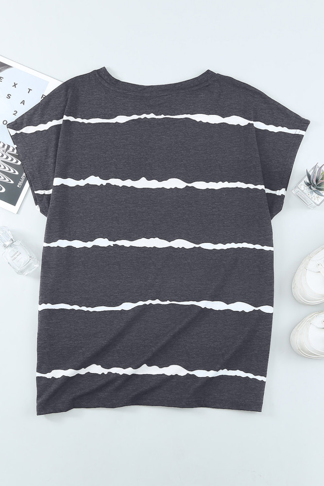 Womens Ombre Tie-dye Cap Sleeve T-Shirt with Pocket