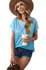 Womens Ombre Tie-dye Cap Sleeve T-Shirt with Pocket