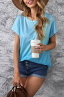Womens Ombre Tie-dye Cap Sleeve T-Shirt with Pocket