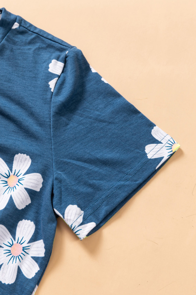 Floral T-shirt Womens Leopard Pattern Tee Tops