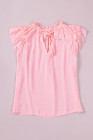Ladies Tiered Ruffled Drawstring V Neck Blouse Top