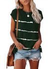 Womens Ombre Tie-dye Cap Sleeve T-Shirt with Pocket