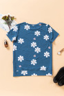 Floral T-shirt Womens Leopard Pattern Tee Tops