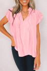 Ladies Tiered Ruffled Drawstring V Neck Blouse Top