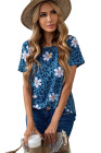 Floral T-shirt Womens Leopard Pattern Tee Tops