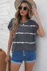 Womens Ombre Tie-dye Cap Sleeve T-Shirt with Pocket