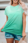 Womens Ombre Tie-dye Cap Sleeve T-Shirt with Pocket